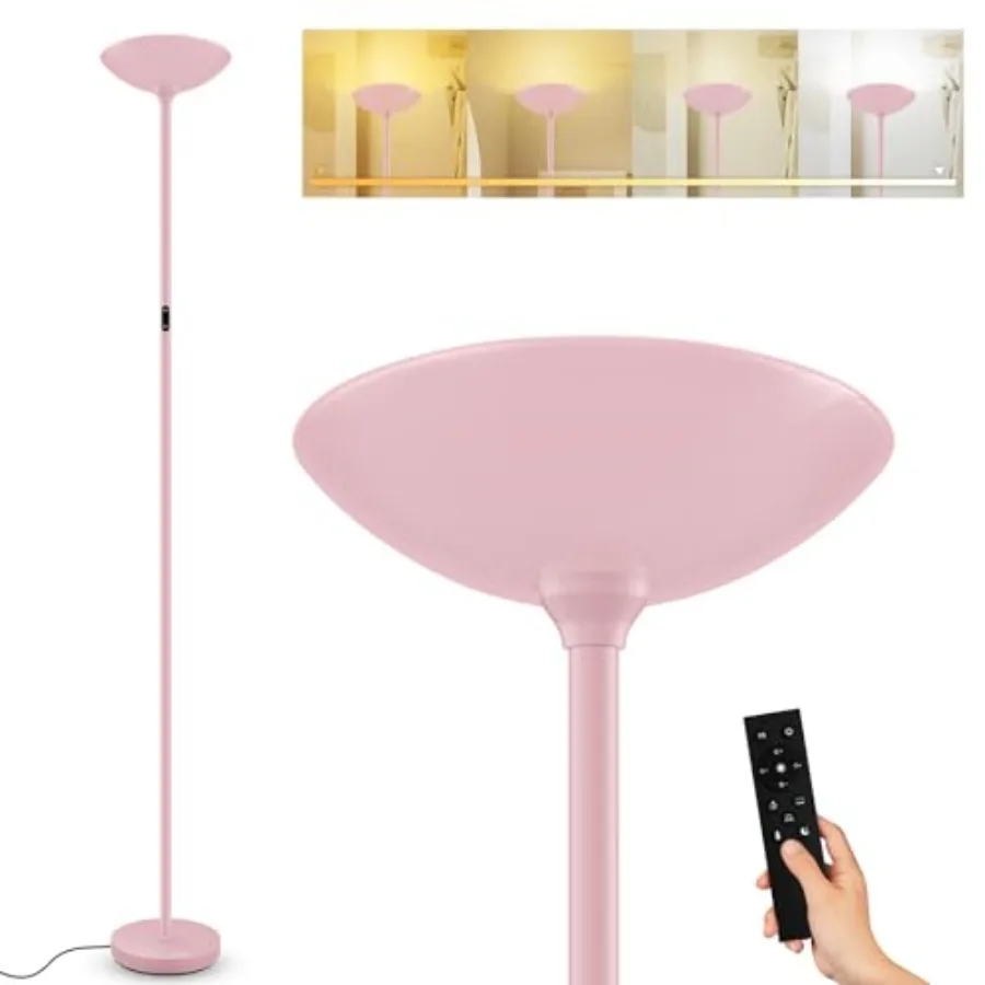Stepless Dimmable Floor Lamp, 30W 3000LM Super Bright LED Torchiere Floor Lamps with Remote and Touch Control, 71 in Tall Moder