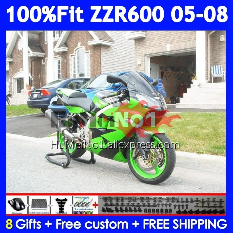 Injection Stock color Body For KAWASAKI NINJA ZZR-600 ZZR 600 CC 204No.31 ZZR600 05 06 07 08 2005 2006 2007 2008 OEM Fairings