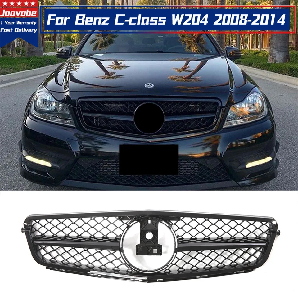 Glossy Black AMG Style Front Bumper Grille Racing Grill Styling For Mercedes For Benz C Class W204 C180 C200 C300 C350 2008-2014