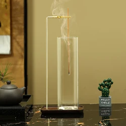 Incense Holder Upside Down Incense Holder for Sticks with Glass Ash Catcher Anti-Ash Flying Incense Burner for Yoga Home Decor