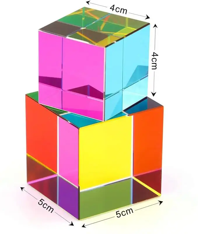K9 Optical Crystal Prism Cube - Color Mixing Desktop Decor, Rainbow Maker & Creative Photo Prop