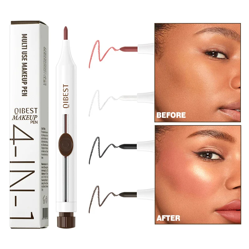 Multifunctional makeup pen, lip, eye, face, highlight pressing, easy to color, waterproof and natural integrated pen
