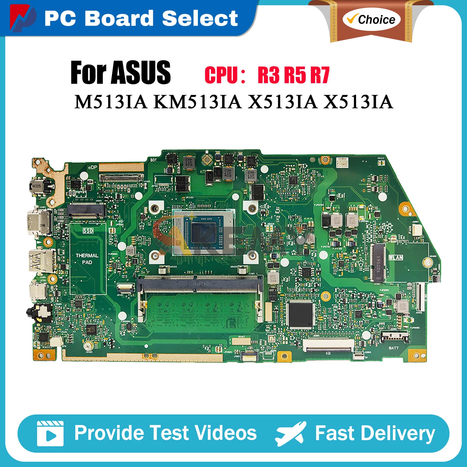 X513IA Laptop Motherboard For ASUS VivoBook X513I M513IA X513IA KM513IA Notebook Mainboard With  R3 R5 R7 CPU 100% tests OK stk