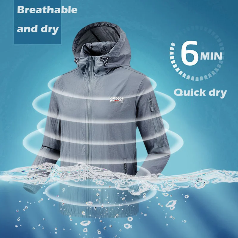 Summer sun protection clothing men's ultra-thin jacket outdoor fishing skin sports hooded sweater top