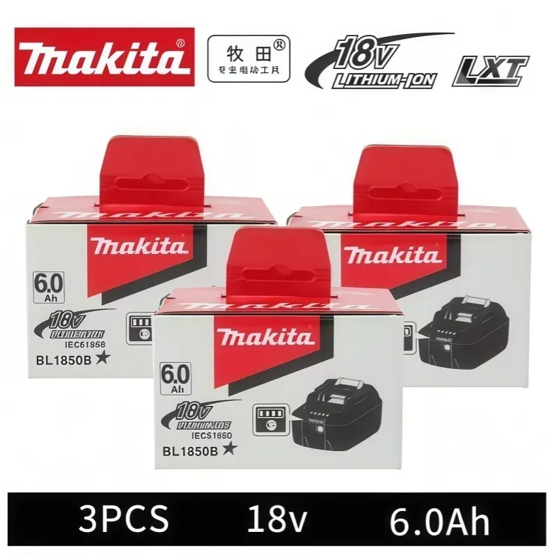 100% Original Makita Akku, 6,0Ah Wiederaufladbarer Akku 18V, Ersatz für Makita BL1830B L1840B L1850B L1860B, Elektrowerkzeug-Akku