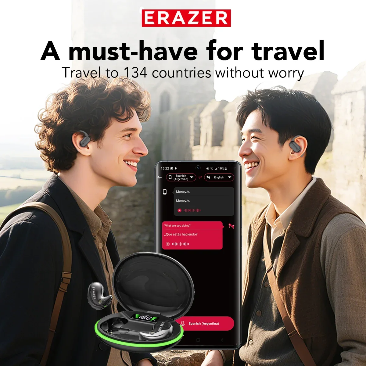 EARZER XF58 In-Ear Bluetooth Headphones With Microphone Translator Earphones TWS Sport Wireless Earbuds Comfort Ultra-thin MP3 view 6