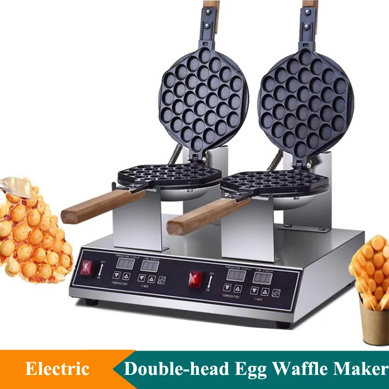 Electric Double Heads Egg Waffle Maker Machine Digital Display Egg Waffle Machine 110V 220V Egg Bubble Waffle Maker