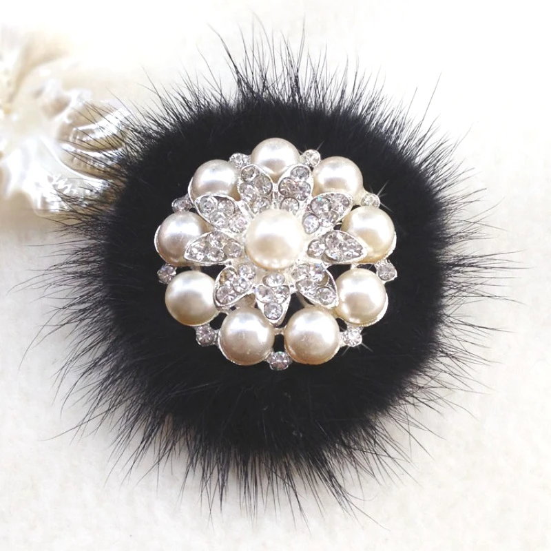 

Natural Mink Fur Handmade Brooch Autumn and Winter Coat Mink Fur Artificial Pearl Pins Sweater Accessories Fur Accessories