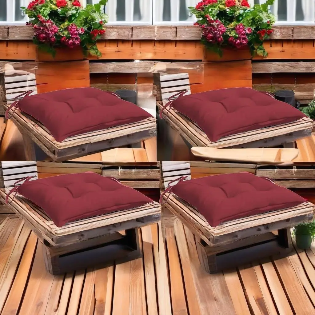 

4 Pcs Wine Red Pallet Cushions 19.7x19.7x2.8 Durable Oxford Fabric