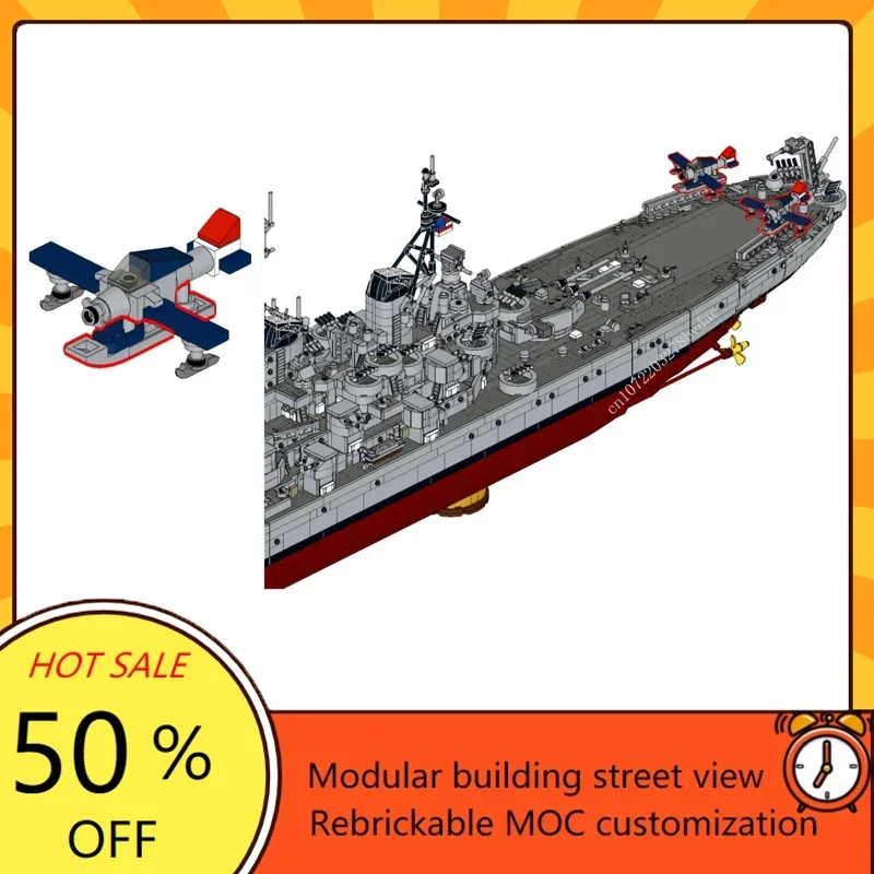 8020PCS MOC USS Missouri BB-63 The Lowa-class Battleships Custom Puzzle Maritime Cruisers Model Assembly Small Particle Bricks