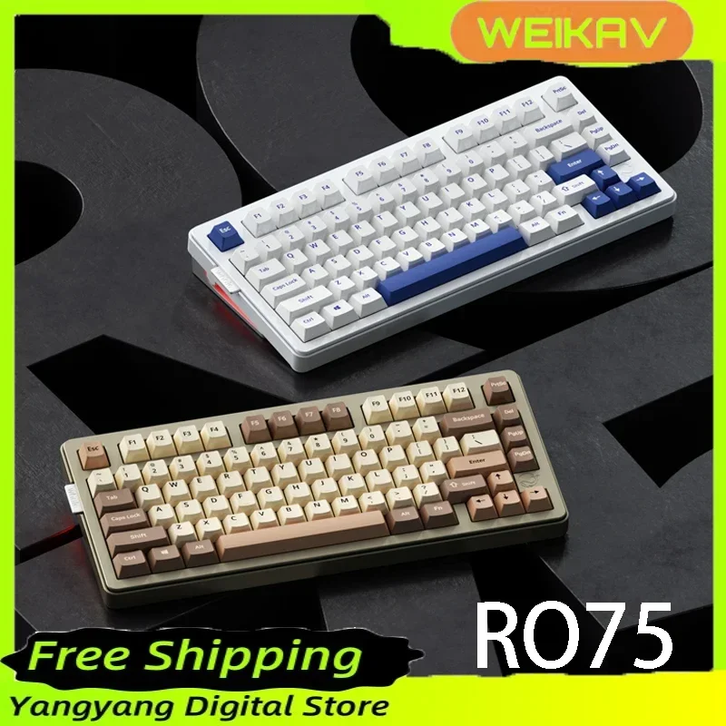 Weikav RO75 Mechanical Keyboard Aluminum Alloy Leaf-Spring Structure QMKVIA Wired Esports Gaming Keyboard OC Gamer Accessories