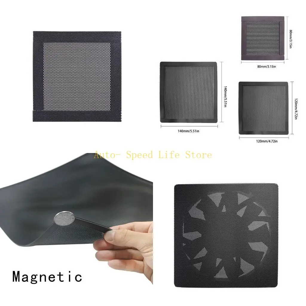 02DA Computer Mesh Frame Dustproof Cover Chassis Dust Cover,80/120/140mm DIY PVC PC for Case Fan Cooler Dust Filter