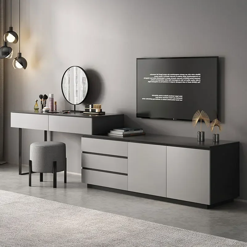 Bedroom dresser TV cabinet integrated modern small family simple corner dressing table  with led mirror