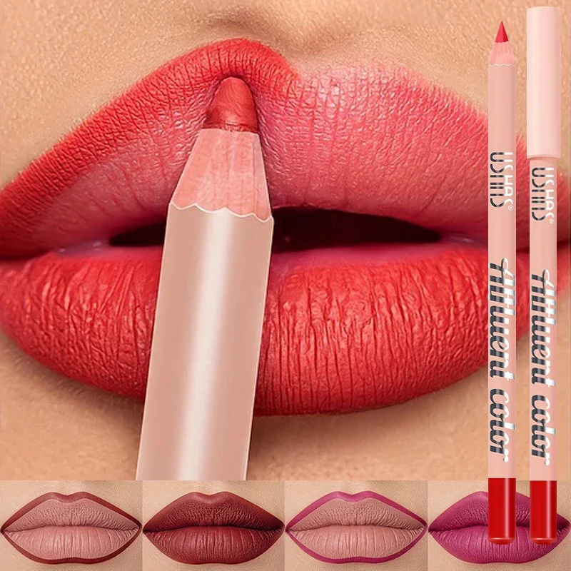 Waterproof Lasting Wooden Matte Lip Liner Pencil Dark Red Lips Makeup Nude Rose Purple Lip Liner Outline The Lips Contour Makeup