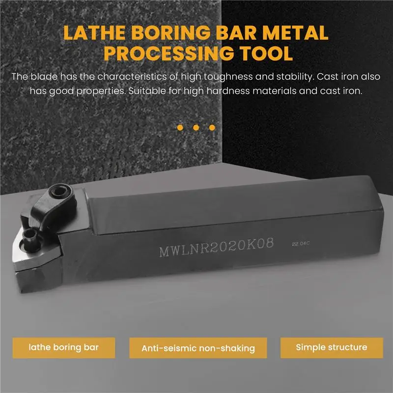 Y51A-Set Of 20Mm Lathe Turning Tool Holder MWLNR2020K08 + 10 WNMG0804 Carbide Inserts