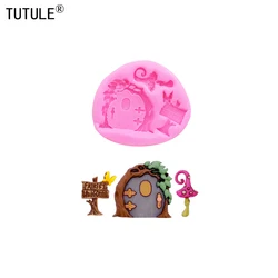 Fairytale Wooden Door Silicone Molds Chocolate Cupcake Baking Molds ushroom Earrings Clay epoxy resin Accessories Mould