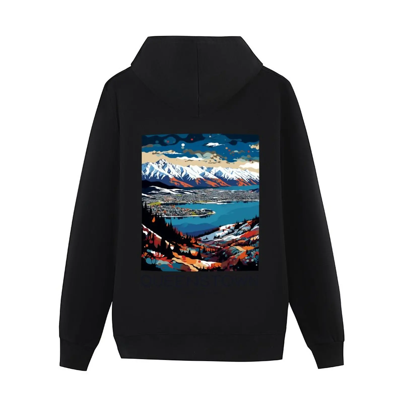 فن البوب للسفر مطبوع من Queenstown - ملابس رجالية بقلنسوة من نيوزيلندا ملابس رجالية ملابس رجالية بقلنسوة للرجال