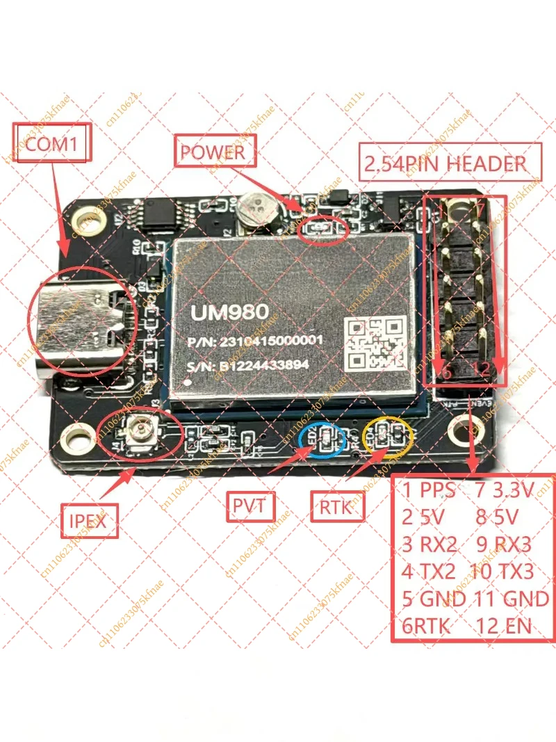 UM980 / UM982 Evaluation Board | High-Precision GNSS RTK Positioning & Direction Module Development Kit
