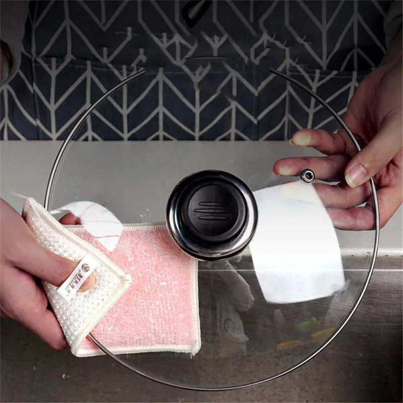إسفنجة لغسيل الأطباق من ألياف الخيزران ، خالية من الزيت ، لوحة تنظيف ، تنظيف منفضة ، مسح الخرق ، فرشاة تنظيف منزلية على الوجهين #2