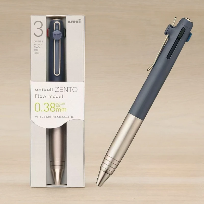 The Latest Affordable Japanese UNI Multifunctional Gen Pen ZENTO Tri Color Neutral Rollerball Pen with Multiple Colors of Black