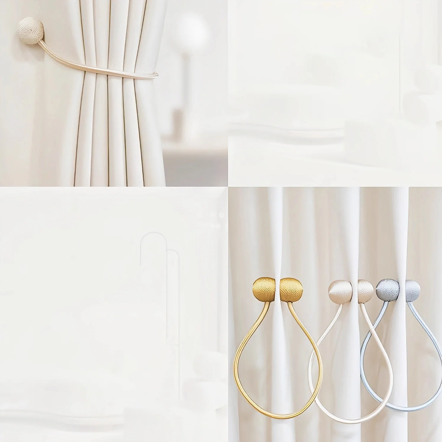 2pcs Curtain Tiebacks, a Pair Set, Magnetic Ropes, Light Luxury Magnetic Curtain Buckles.