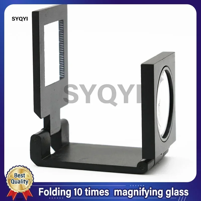Black Full Metal folding 10 times magnifying glass LED for printing 10X offset printer machine man Roland printing parts