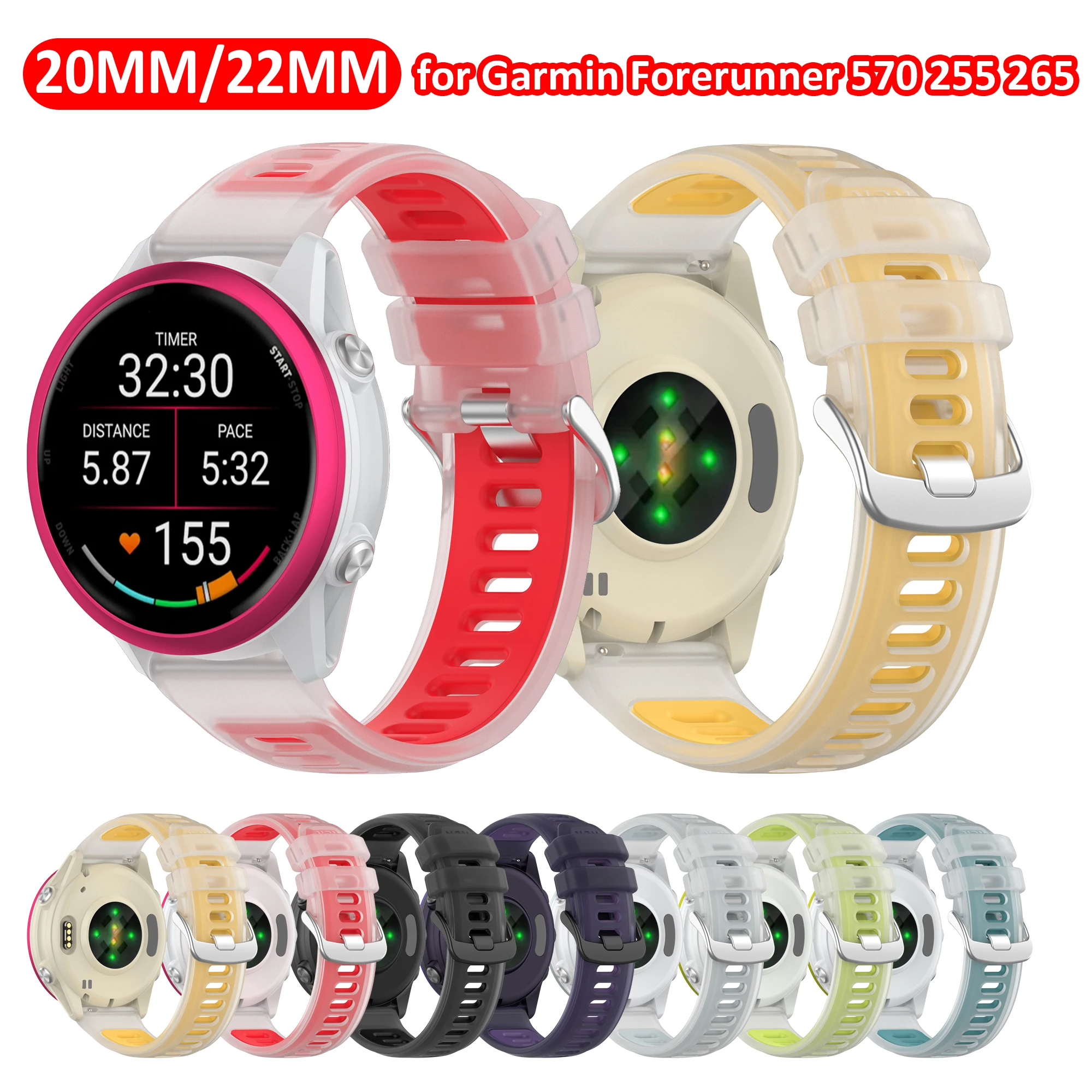 

20mm 22mm Silicone Band For Garmin Forerunner 245 570 645 255 265 music 42MM Watch Straps for Samsung Galaxy watch 7 40mm 44mm