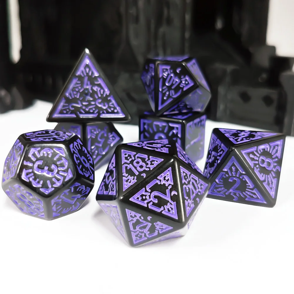 7Pcs/set Acrylic Purple Window Dice Dungeons and Dragons RPG TRPG KTV Club Bar Games Kids Toy Accessory