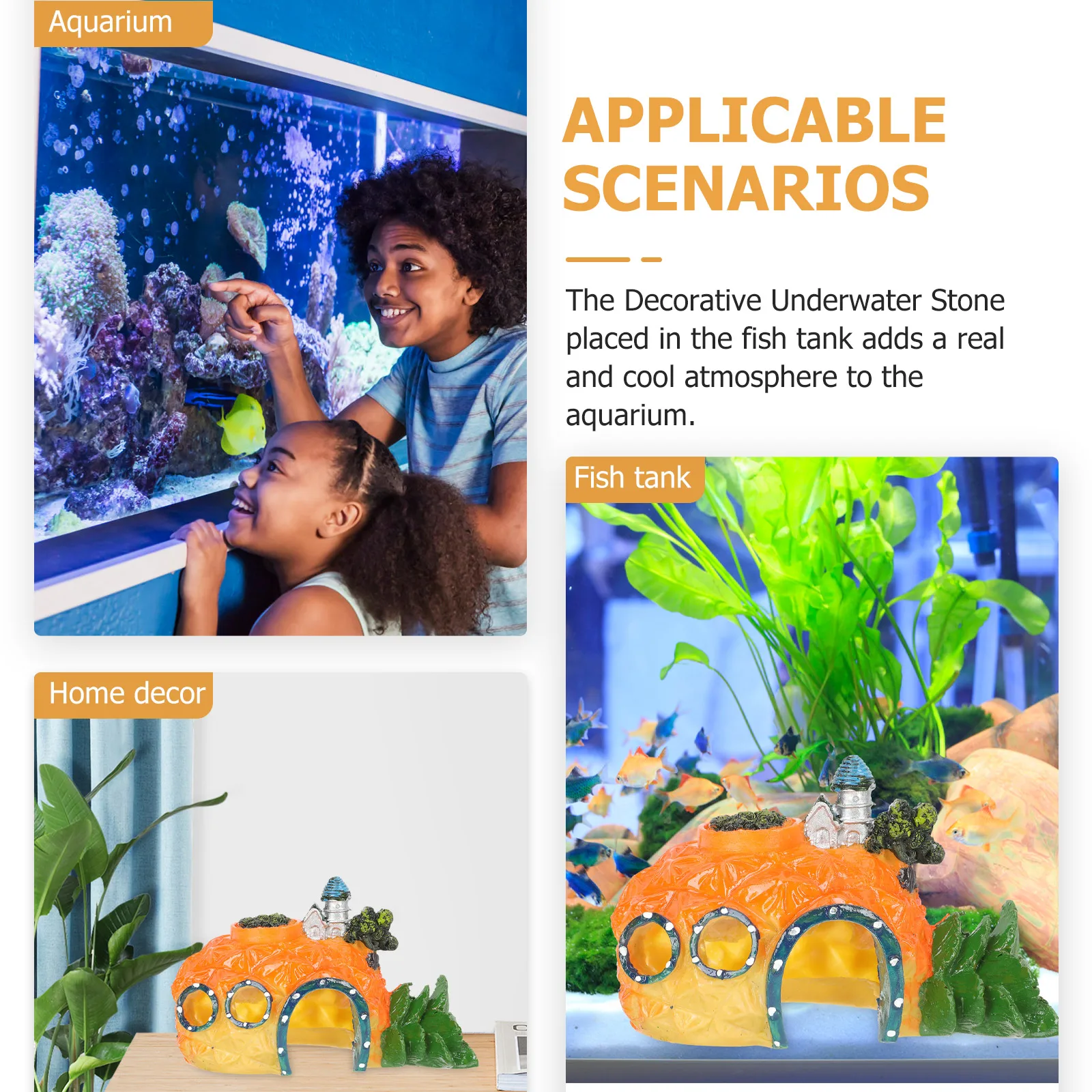 

Resin Aquarium Decor Castle Lifelike Underwater Stone Statue For Fish Tank Artificial Rockery Decoration Simulated Castle For