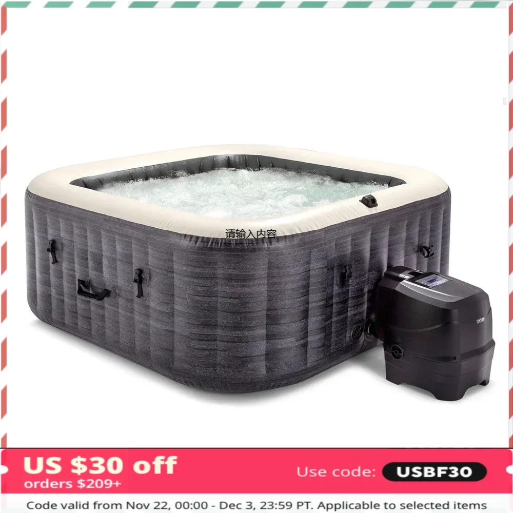 Greystone Deluxe Inflatable Hot Tub, with with Built-in FastFill Inflation System, Spa Control App, and 4 Person Capacity