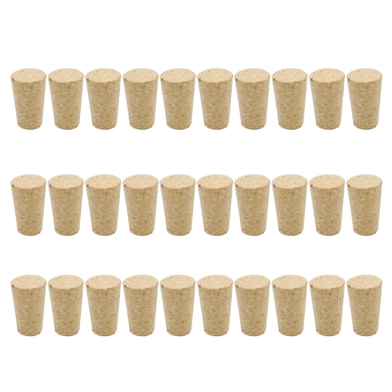 30 Stück konische Korkstopfen aus Holz, Ersatz-Wein-Bier-Stopfen, auslaufsicherer Korkstopfen für Schnapsflaschen, einfach zu