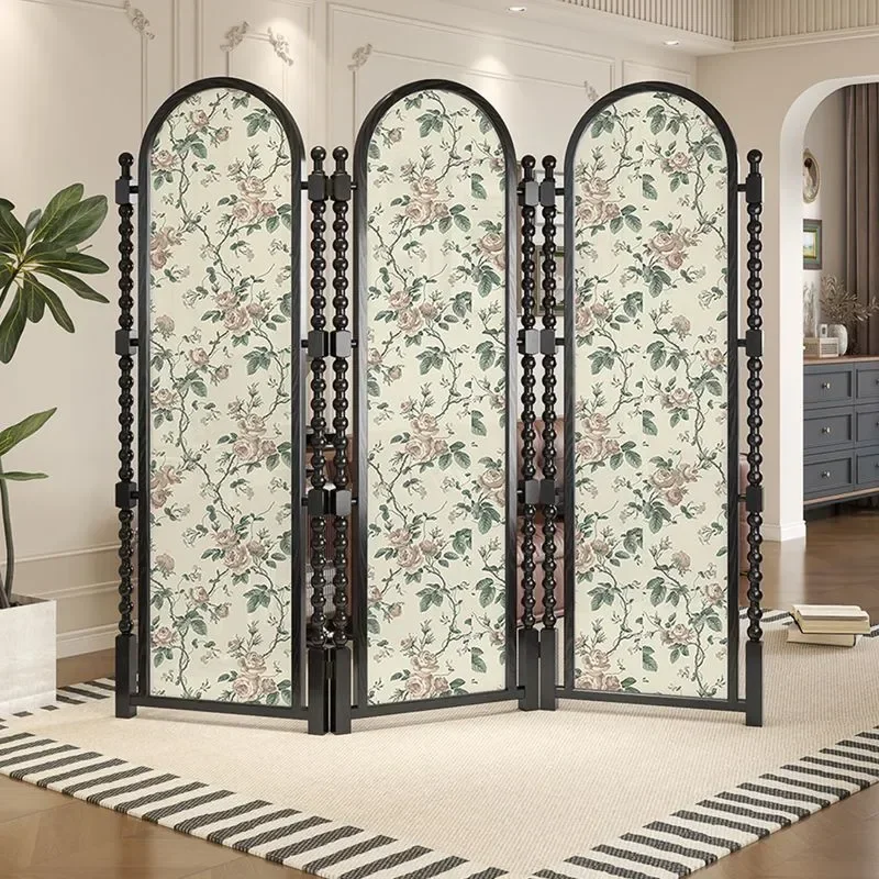 Retro Solid Wood Folding Screen Partition for Living Room Bedroom Dining Room Mobile Room Divider Background Wall Occlusion