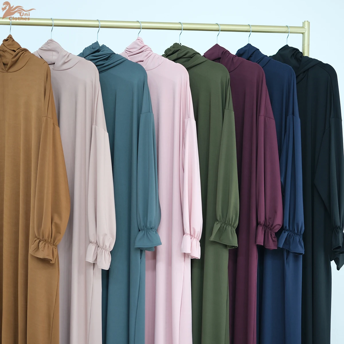 Eid Ramadan prière Abaya femmes robe musulmane dernière une pièce prière Hijab plaine Jersey à capuche Abaya vêtements islamiques