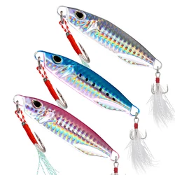 Señuelo tipo cuchara de plantilla fundida de Metal, cebo Artificial de 20G y 30G, Señuelos de pesca de Jigging lento, aparejos de pesca de lubina súper duros