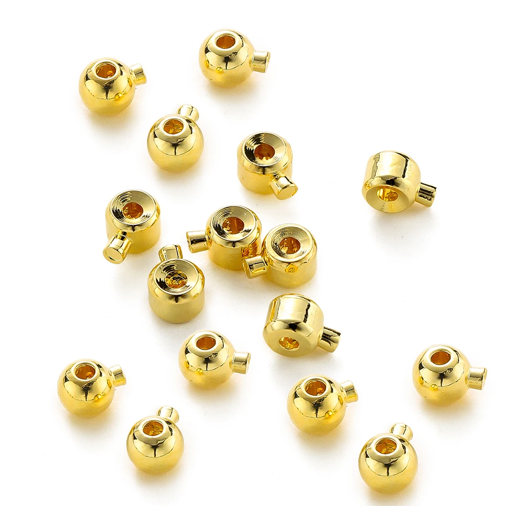 20 Stück/Set 14K/18K Vergoldete Messing-Klemmperlen für DIY Armband Halskette Schmuckherstellung Zubehör Großhandel
