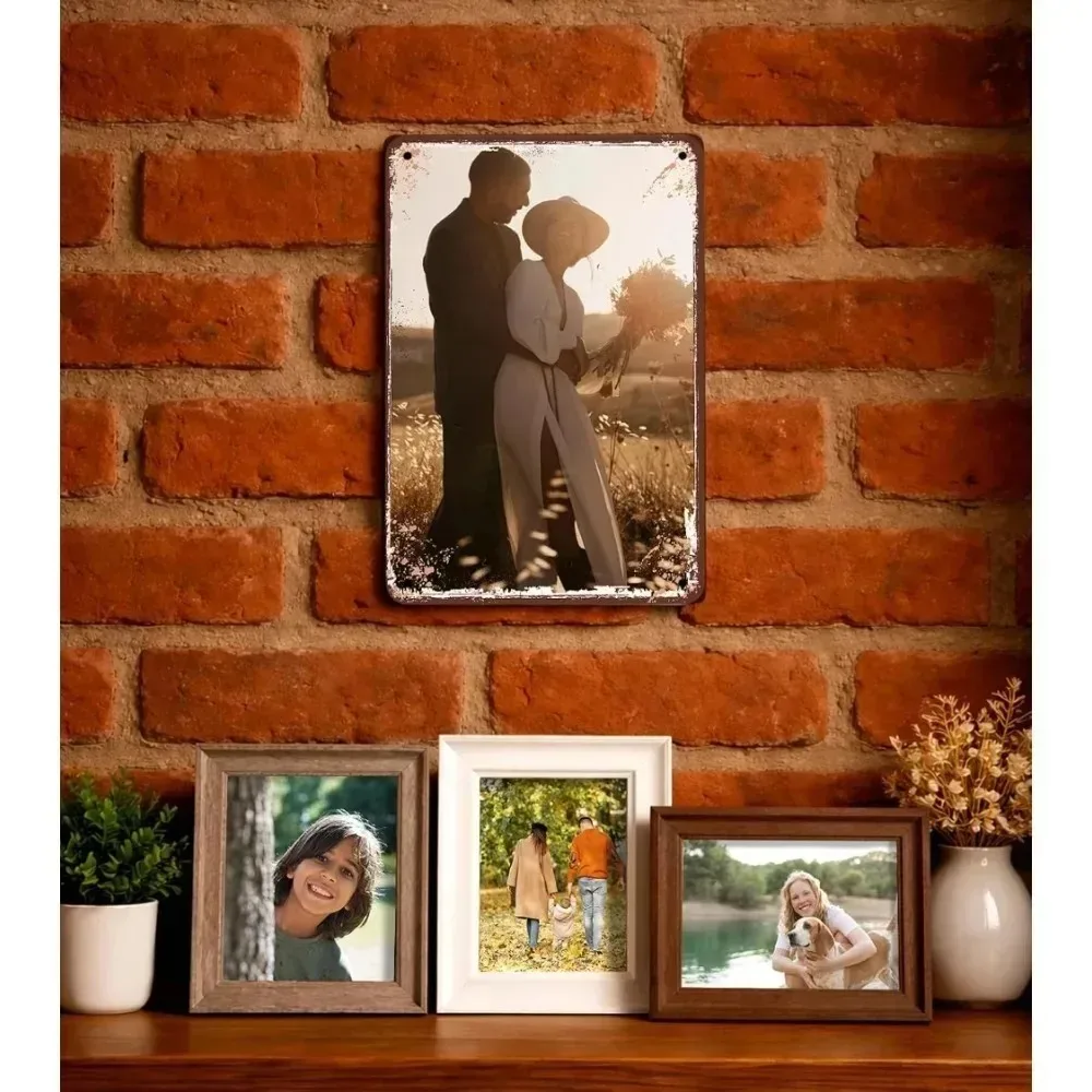 1pc 20×30cm 2D Flat Customizable Vintage Rust Metal Plaque Custom Photo & Text Waterproof Indoor Outdoor Wall Decor Gift