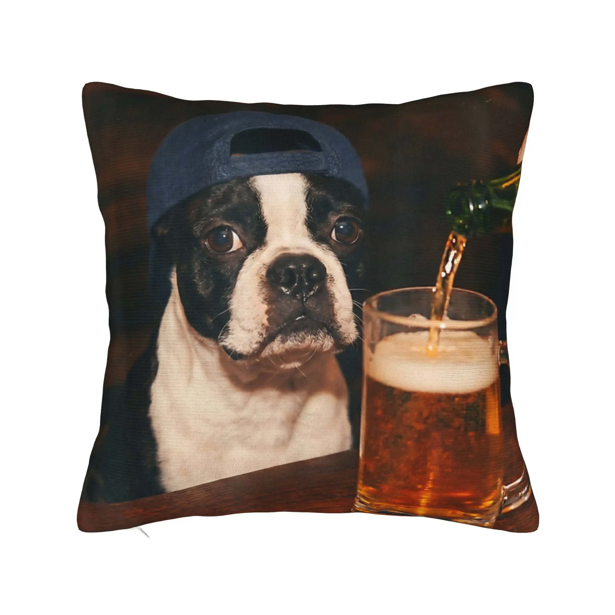 Border Collie Drinking Beer Funny Dog Meme  Pillowcase Printing Cushion Cover Gift  Throw Pillow Case Cover Bedroom Multi Size