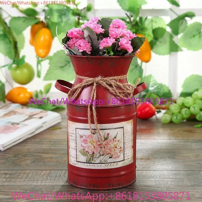 Spot European creative old vase pastoral retro style iron barrel gardening home living room