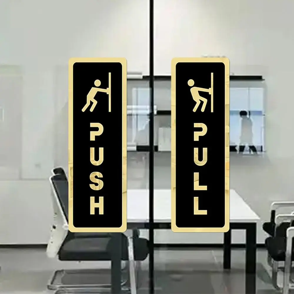 Acrylic Push Pull Sign Sticker 3D Door Sign Window Door Sticker Self-adhesive Waterproof Sliding Door Sticker Cafe Door