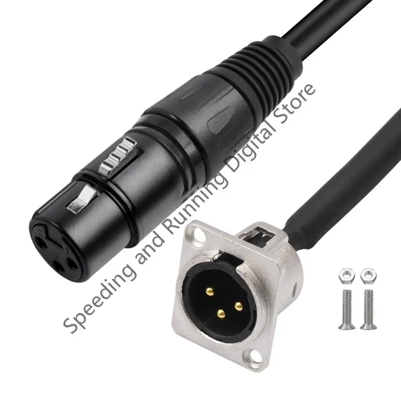 D Type 3Pins Male/Female XLR Panel Mount to Male/Female Connector Audio Extension Cable for Microphone Mixer Amplifier Mixer