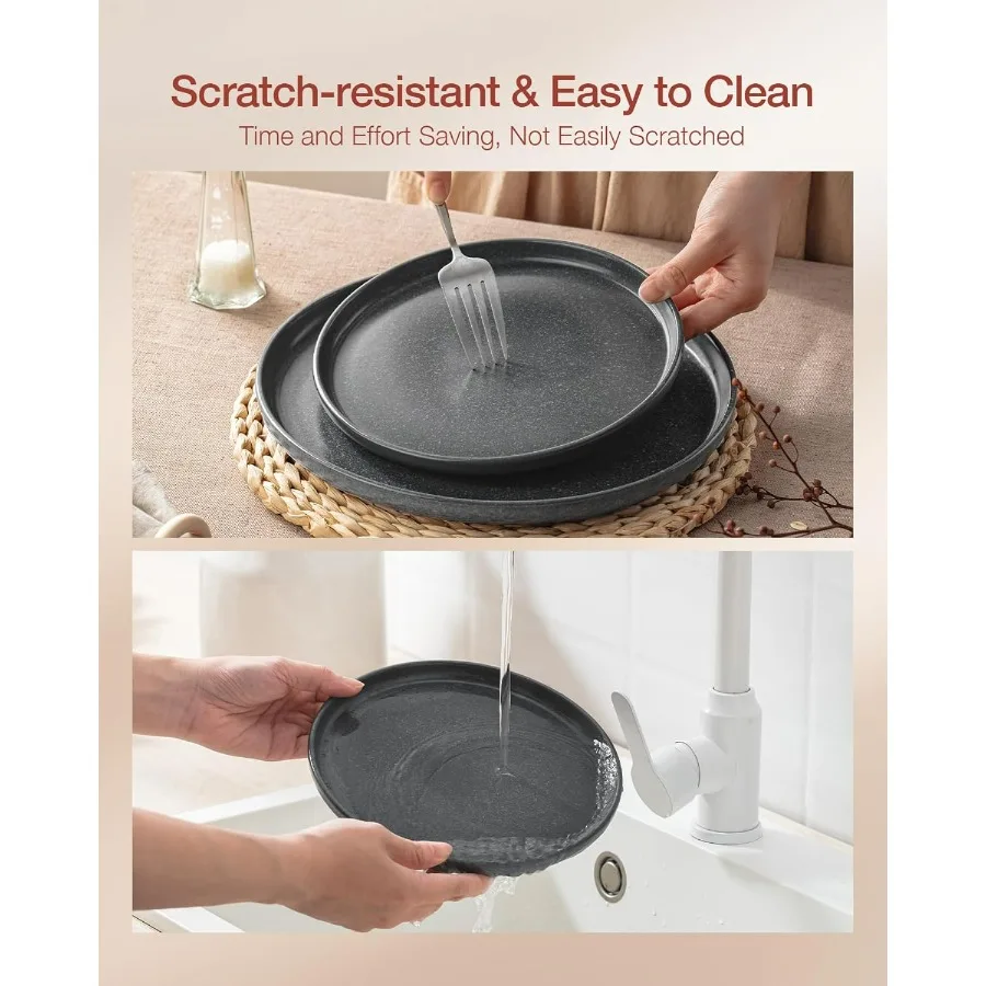 Stoneware Dinnerware Sets with Pasta Bowls Service for 4 16 Pieces Reactive Glaze Plates and Bowls Sets Microwave and Dishwashe #5