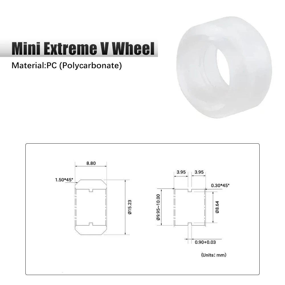 10Pcs High Precision CNC Xtreme Mini V Wheel Clear Polycarbonate V-Slot wheels for V-Slot Rail Aluminum Profile 3D Printer Parts