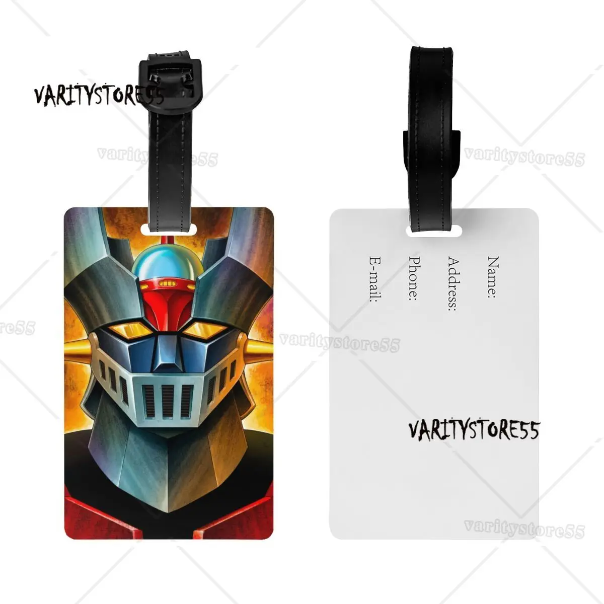 Custom UFO Robot Mazinger Z Luggage Tag Privacy Protection Anime Manga Baggage Tags Travel Bag Labels Suitcase