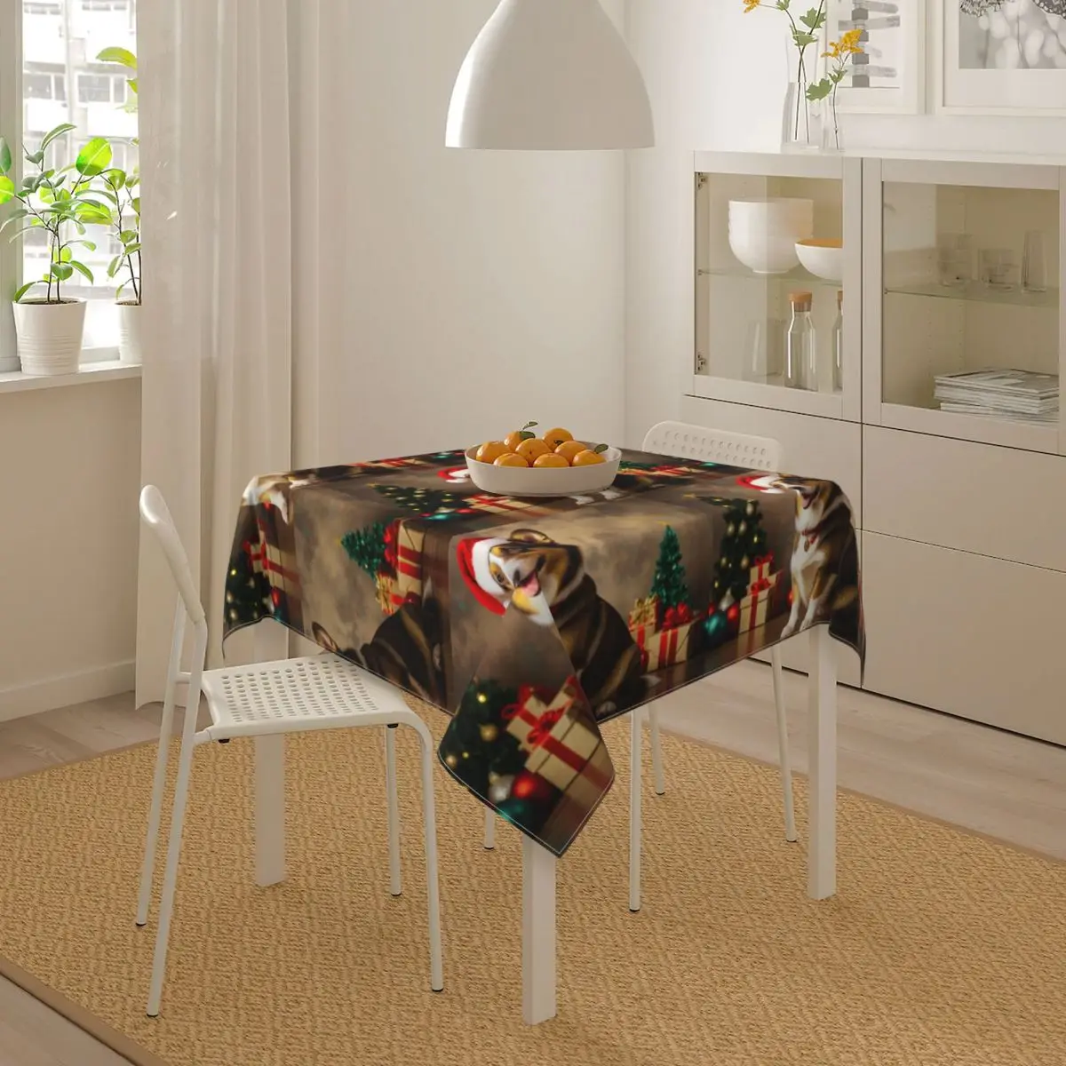 Cardigan Welsh Corgi Dog Christmas Waterproof Square Tablecloth Oilproof Table Cloth for Kitchen Events Dining Table Cover