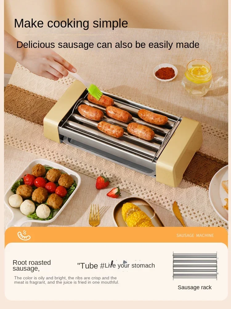 220V Automatic Hot Dog Maker and Multi-functional Sausage Machine with Electric Barbecue Rack for