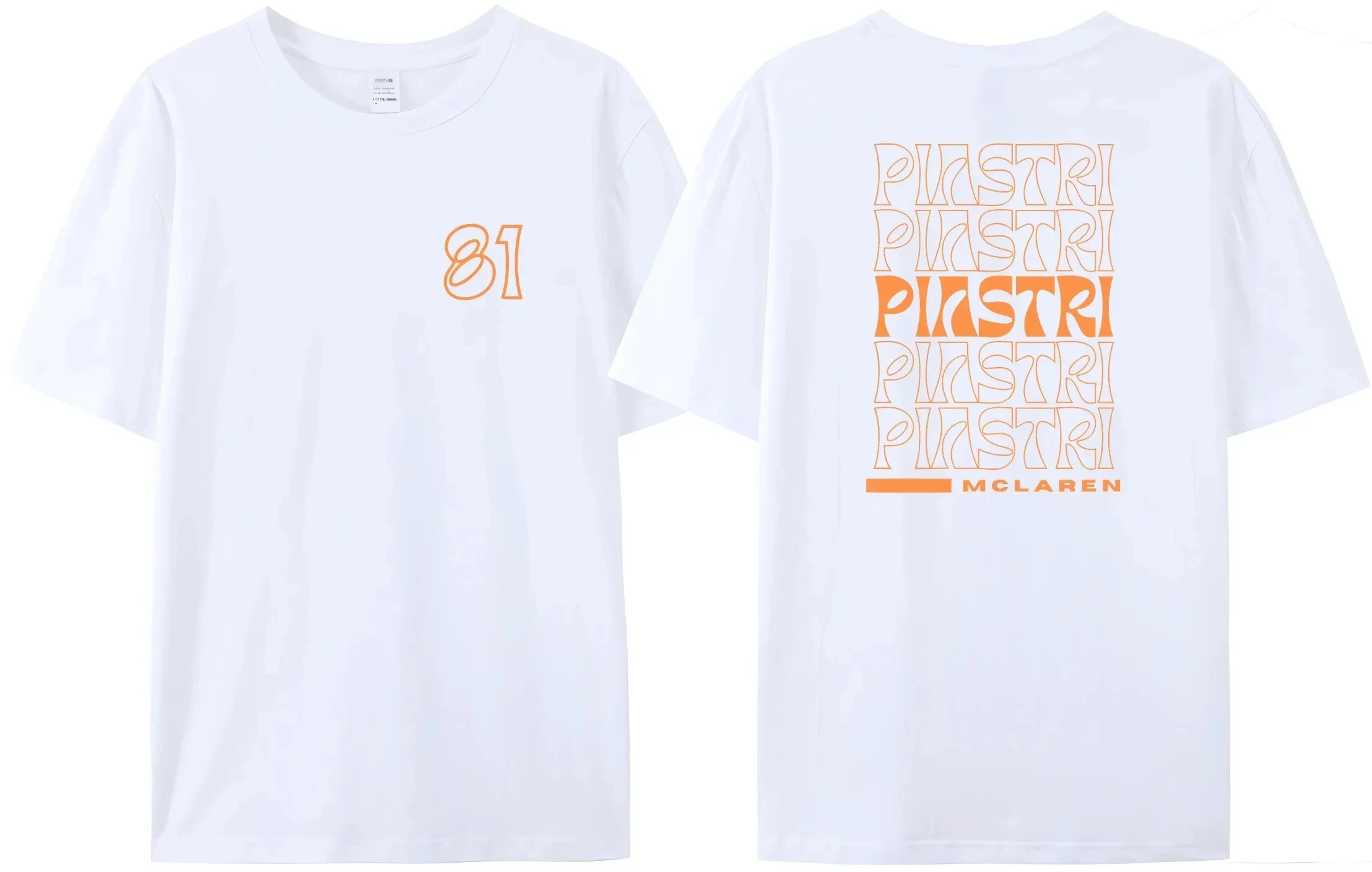 2024 New 81 Letter Men's Racing T-Shirt F-1 Oscar Piastri 81 Print F Racing 1 Fan Women's Harajuku Casual Cotton Tee