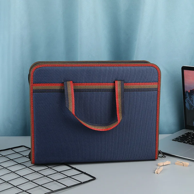 Expanding File Folder with Zipper Closure 13 Pockets Expandable Big Capacity Accordion File Folder A4 Document Organizer Oxford