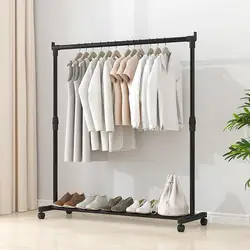 Tendedero telescópico de Metal, estante de ropa con ruedas, movible, fácil de colgar, de pie