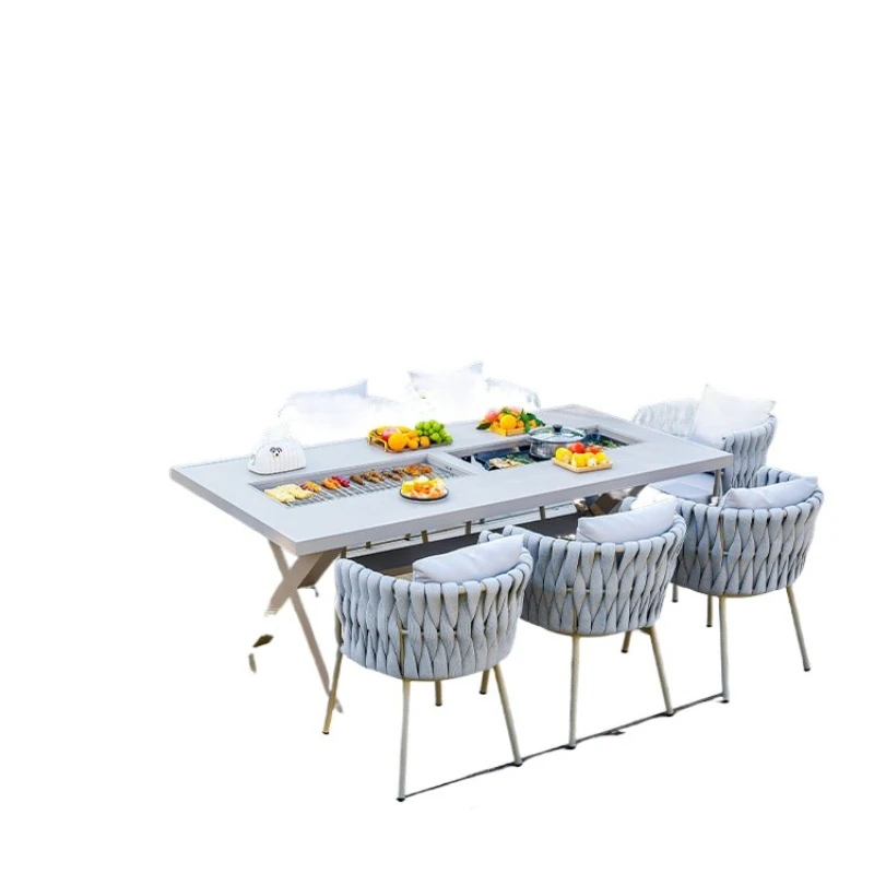 

Столы и стулья для барбекю на открытом воздухе, двор, открытый бытовой гриль под открытым небом, водонепроницаемый электрический из алюминиевого сплава