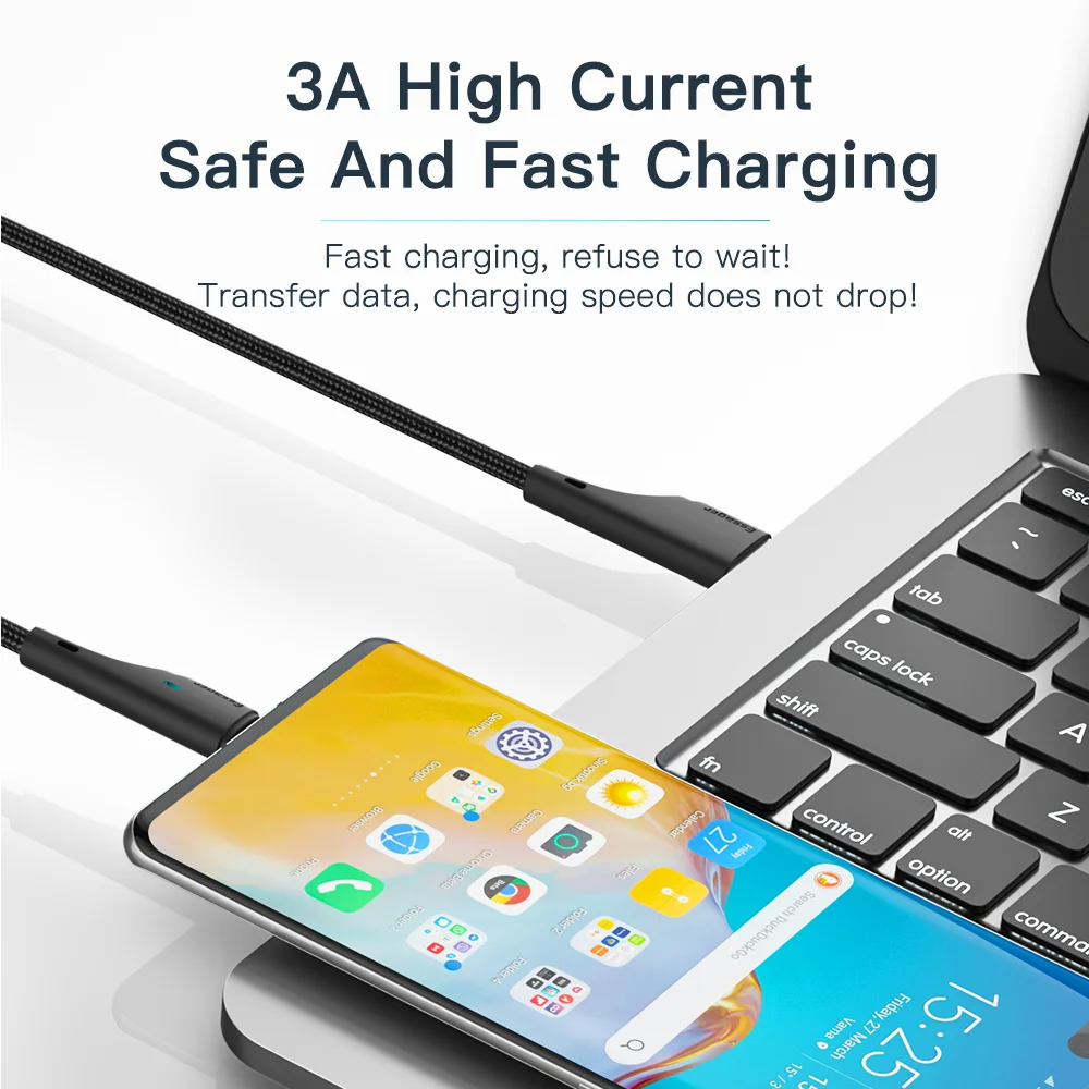 Essager USB Type C Cable 3A Fast Charge Mobile Phones Charging Cord For Xiaomi 12 Redmi Note 11 10 Pro Samsung Oneplus Data Wire